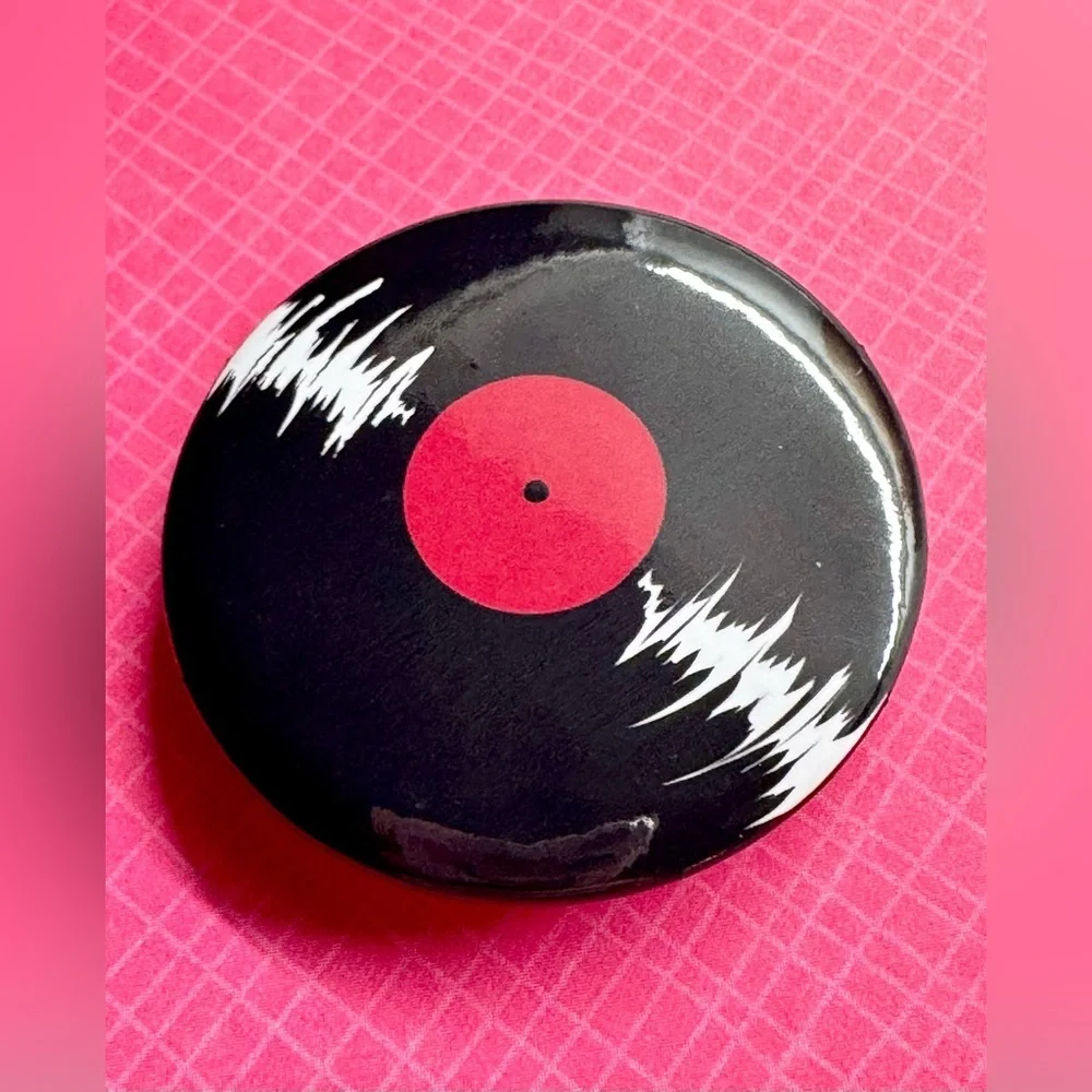 New Vinyl Record Rock Pop Synthpop Music Retro 70s 80s 90s Style Pin - 1.75”